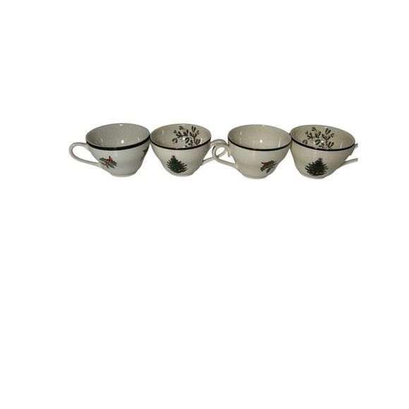 Cuthbertson Original Christmas Tree Coffee/Tea Cups Made In England Set Of 3 + 1 - Picture 1 of 15